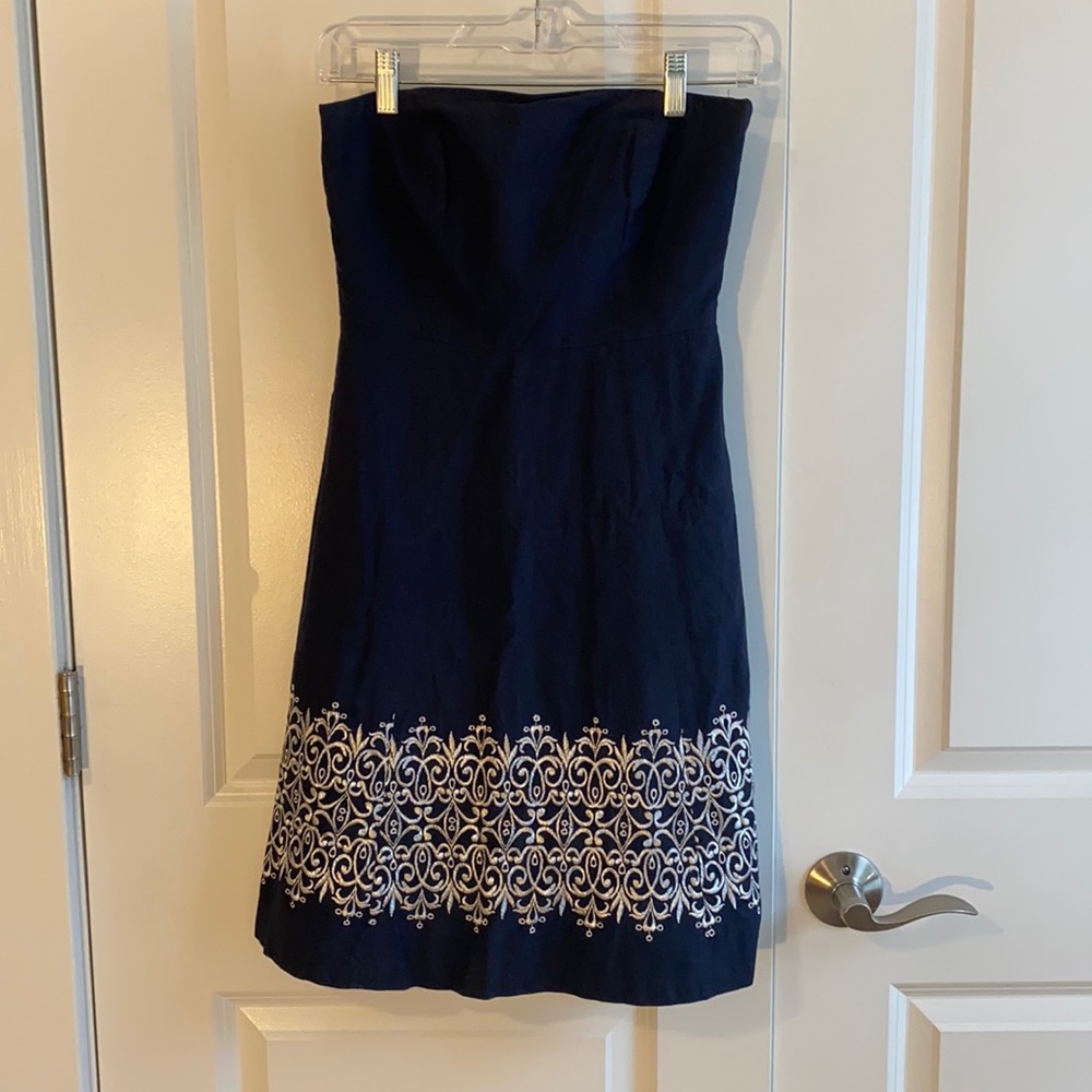 LOFT embroidered strapless dress